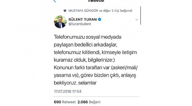 Bedelli detaylarını açıklayan Turan’ın telefonları kilitlendi