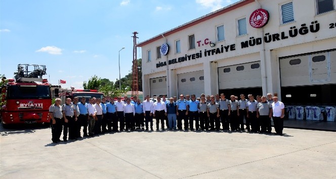 Biga İtfaiyesine yangın söndürme ve kurtarma eğitimi