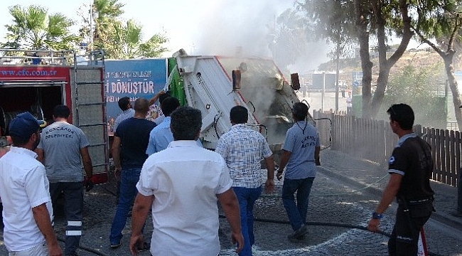 Atık toplama kamyonunda çıkan yangın korkuttu