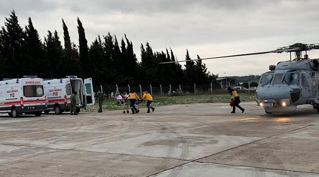 Gökçeada'dan  2 hasta askeri helikopterle Çanakkale'ye getirildi