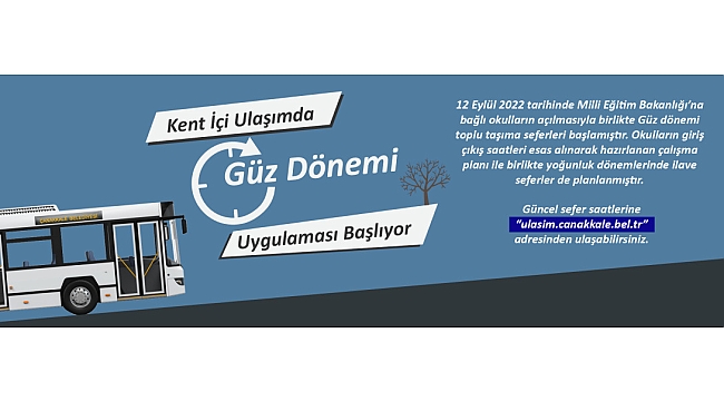 Kent İçi Ulaşımda Güz Dönemi Uygulaması Başladı