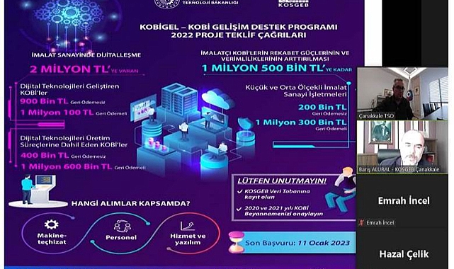 ÇTSO VE KOSGEB ÇANAKKALE MÜDÜRLÜĞÜ İŞBİRLİĞİNDE KOBİGEL WEBİNARI DÜZENLENDİ