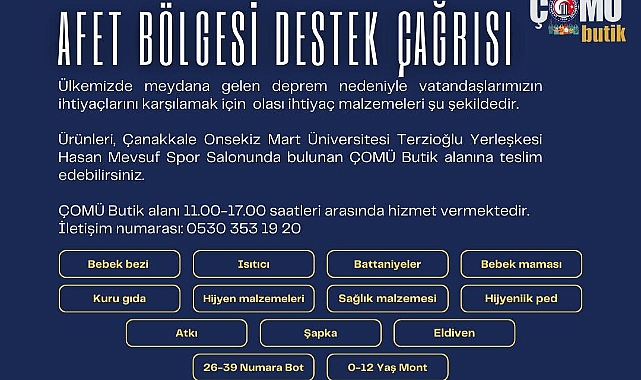 ÇOMÜ’den Kara Gün Dostu Projesi