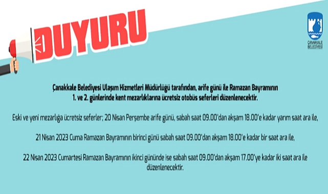 Bayramda Kent Mezarlıklarına Ücretsiz Ulaşım…