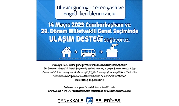 ÇANAKKALE BELEDİYESİ'NDEN ÖNEMLİ DUYURU!