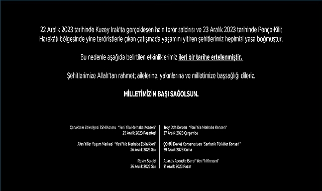 Yılbaşı etkinliği de ertelendi