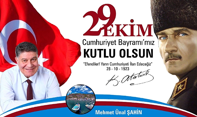 BELEDİYE BAŞKANLARI BİRLİĞİ ÇANAKKALE İL TEMSİLCİSİ ŞAHİN' DEN CUMHURİYET BAYRAMI KUTLAMA MESAJI.