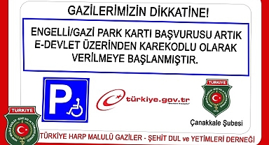 ENGELLİ / GAZİLER İÇİN PARK KARTI BAŞVURUSU E-DEVLETTE