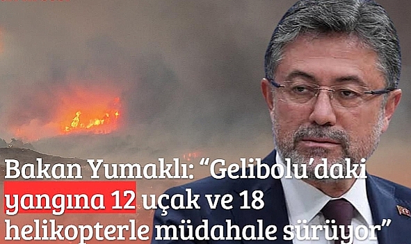 Bakan Yumaklı, Gelibolu'da Orman Yangınına Havadan ve Karadan Müdahale Ediliyor