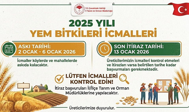 Çanakkale'de Yem Bitkileri Desteklemelerinde Askı Süreci Başladı