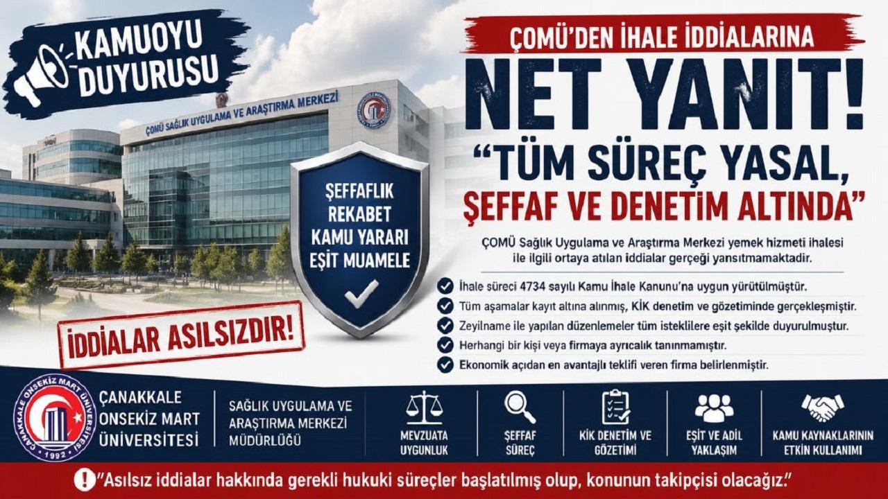 ÇOMÜ' den açıklama “İhale Süreci Şeffaf ve Denetim Altında” Dedi