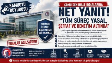 ÇOMÜ' den açıklama “İhale Süreci Şeffaf ve Denetim Altında” Dedi