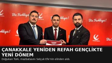 Çanakkale’de Yeniden Refah Gençlikte Yeni Dönem: Doğukan Türk Mazbatasını Teslim Aldı