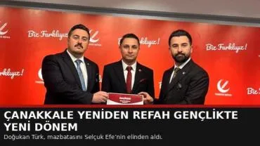 Çanakkale’de Yeniden Refah Gençlikte Yeni Dönem: Doğukan Türk Mazbatasını Teslim Aldı