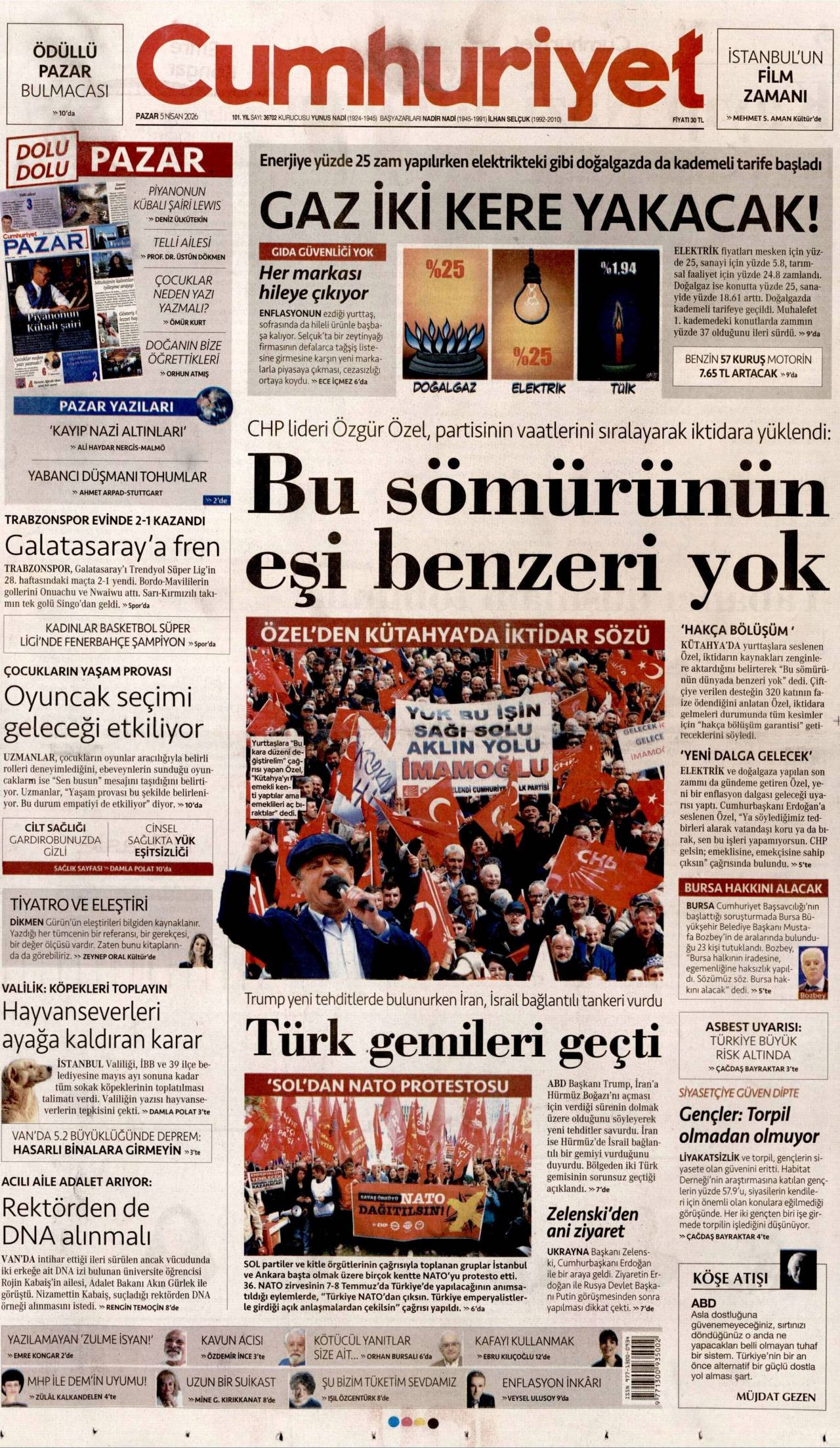 Cumhuriyet Gazetesi Gazete Manşeti