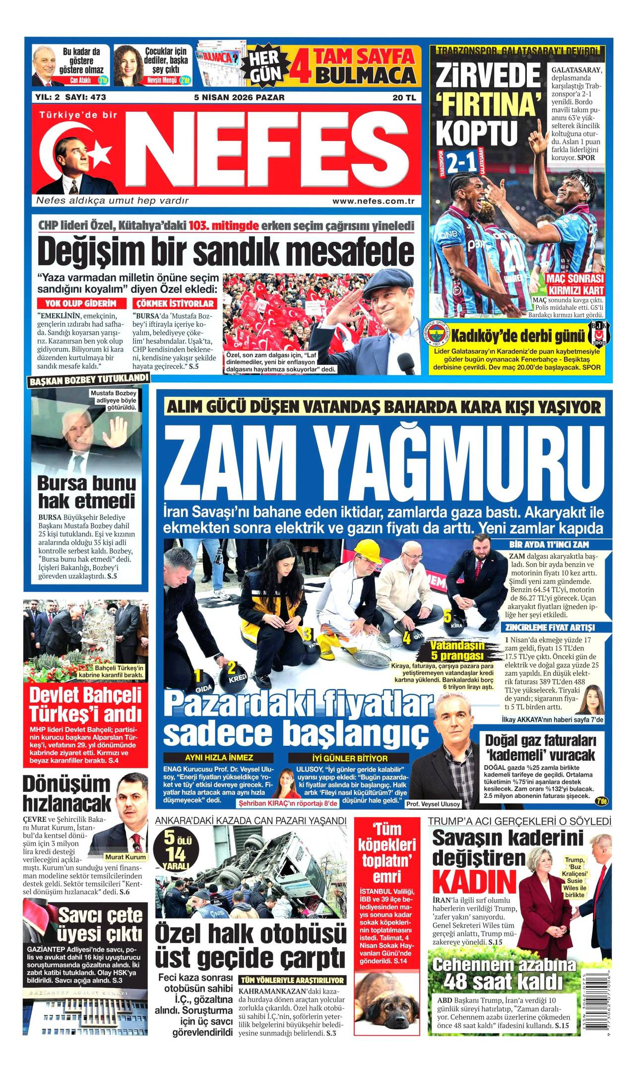 Nefes Gazetesi Gazete Manşeti